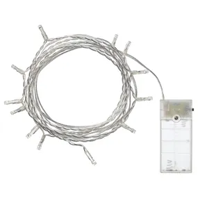 IKEA LEDFYR ЛЕДФЮР, LED гірлянда, 12 ламп, внутрішній/батарейний сріблястий 304.210.23 фото