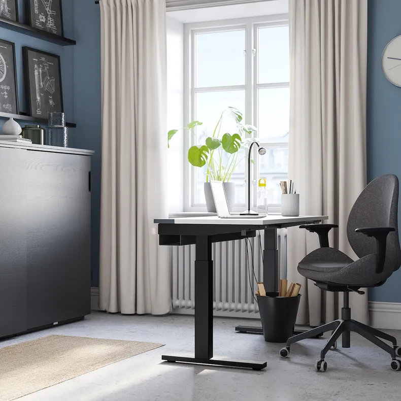 IKEA MITTZON МІТТЗОН, стіл регульований, електричний білий / чорний, 120x60 см 095.261.16 фото №6