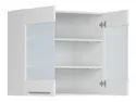 BRW Двухдверный верхний кухонный шкаф Iris 80 см с витриной белый суперматовый, альпийский белый/ белый суперматовый FB_G_80/72_LV/PV-BAL/BISM фото thumb №3