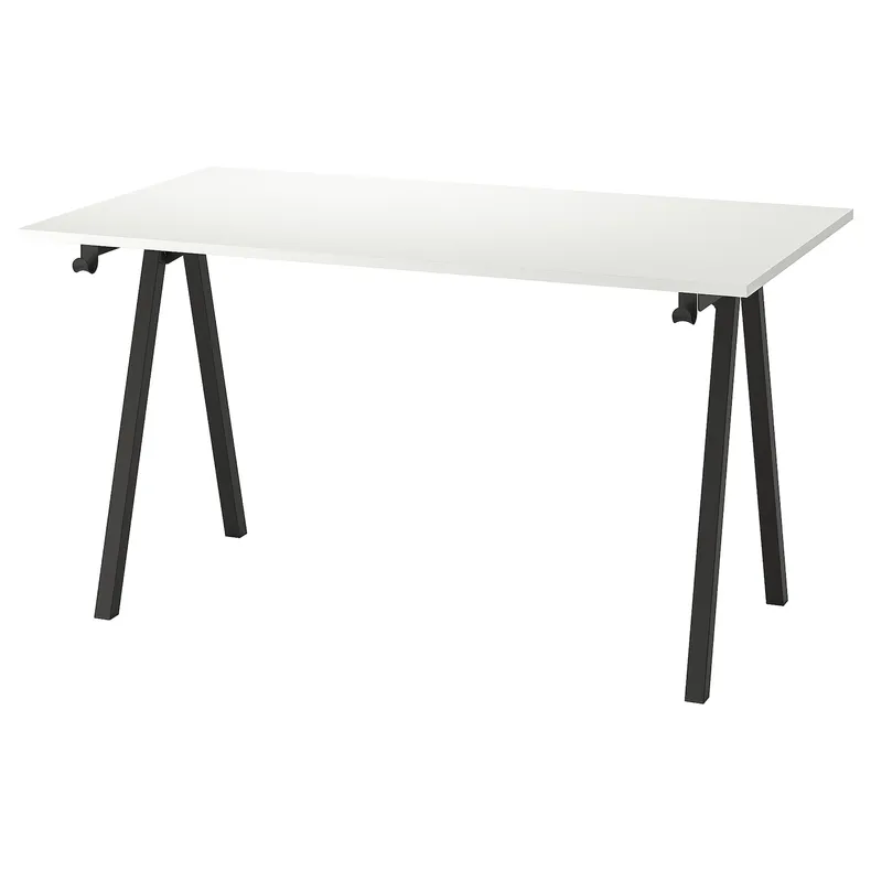 IKEA TROTTEN ТРОТТЕН, письменный стол, белый / антрацит, 140x80 см 294.295.53 фото №1