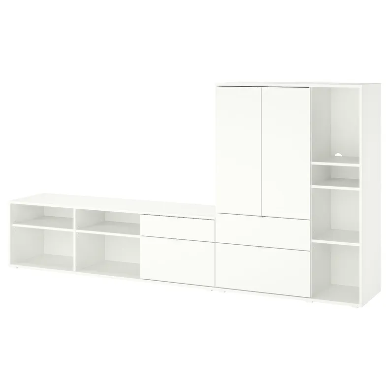 IKEA VIHALS ВІХАЛЬС, комбінація шаф для телевізора, білий, 285x37x140 см 195.211.75 фото №1