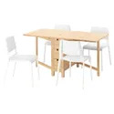 IKEA NORDEN НОРДЕН / TEODORES ТЕОДОРЕС, стол и 4 стула, берёза / белый, 26 / 89 / 152 см 295.689.02 фото thumb №1