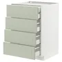 IKEA METOD МЕТОД / MAXIMERA МАКСИМЕРА, напольный шкаф 4фасада / 2нзк / 3срд ящ, белый / светло-зеленый, 60x60 см 894.876.15 фото