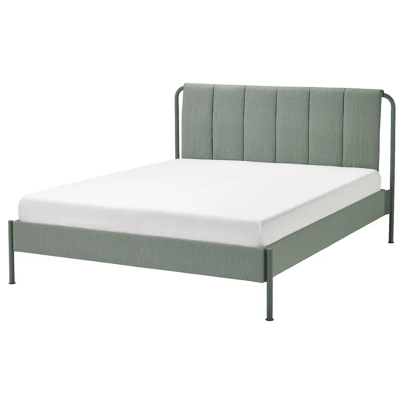 IKEA TÄLLÅSEN ТЕЛЛОСЕН, каркас ліжка з оббивкою, КУЛЬСТА сіро-зелений, 160x200 см 705.389.26 фото №1