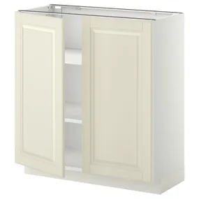 IKEA METOD МЕТОД, підлогова шафа з полицями / 2 дверцят, білий / БУДБІН кремово-білий, 80x37 см 394.596.72 фото