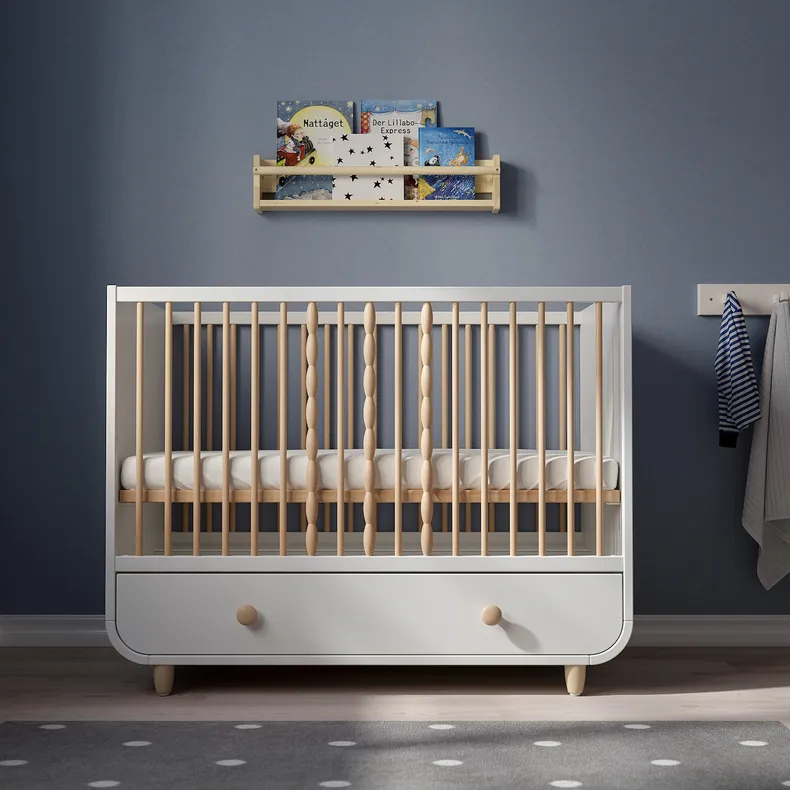 IKEA MYLLRA МЮЛЛЬРА, дитяче ліжко з шухлядами, білий, 60x120 см 904.835.84 фото №8