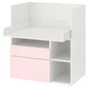 IKEA SMÅSTAD СМОСТАД, письмовий стіл, білий блідо-рожевий з 2 висувними ящиками, 90x79x100 см 093.922.54 фото thumb №1