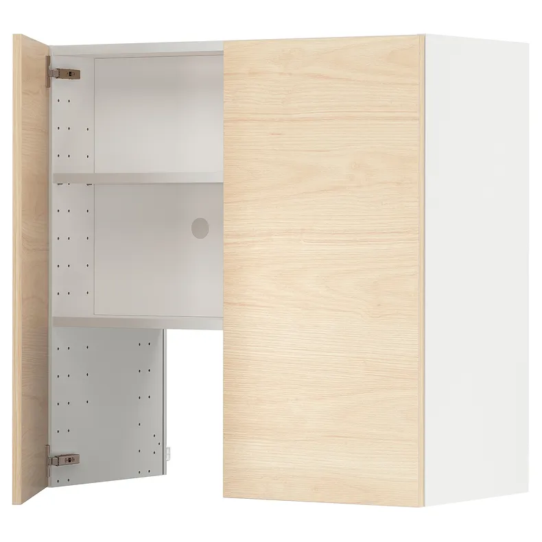 IKEA METOD МЕТОД, настінн шаф д / витяжки з полиц / дверц, білий / АСКЕРСУНД під світлий ясен, 80x80 см 295.043.35 фото №1
