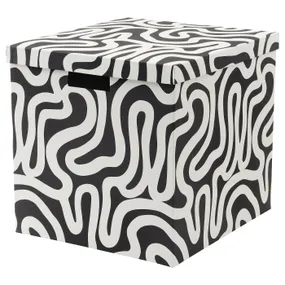 IKEA TJENA ТЙЕНА, коробка для зберігання з кришкою, дизайн/чорно-білий, 32x35x32 см 705.767.15 фото