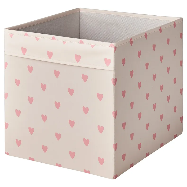 IKEA REGNBROMS РЕГНБРОМС, коробка, серцевий візерунок/рожевий, 33x38x33 см 705.553.55 фото №1