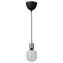 IKEA SKAFTET СКАФТЕТ / MOLNART МОЛНАРТ, подвесной светильник с лампочкой, никелированный / трубчатый белый / прозрачное стекло 194.945.63 фото thumb №1