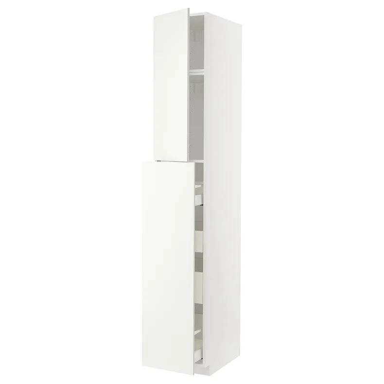 IKEA METOD МЕТОД / MAXIMERA МАКСІМЕРА, висока шафа / висувна секція / 1дв / 4шх, білий / ВАЛЛЬСТЕНА білий, 40x60x240 см 595.074.17 фото №1