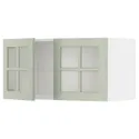 IKEA METOD МЕТОД, навесной шкаф / 2стеклянные дверцы, белый / светло-зеленый, 80x40 см 594.874.81 фото thumb №1