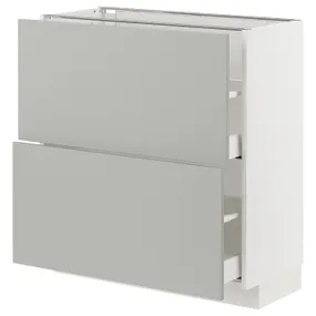 IKEA METOD МЕТОД / MAXIMERA МАКСИМЕРА, напольный шкаф с 2 ящиками, белый / светло-серый, 80x37 см 495.393.86 фото