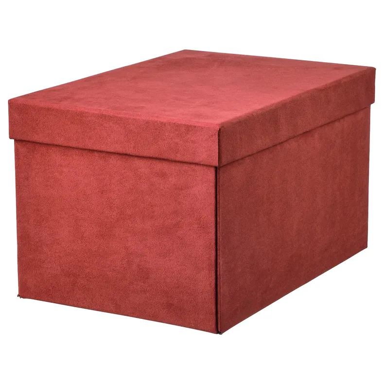 IKEA GJÄTTA ГЙЕТТА, коробка для зберігання з кришкою, коричнево-червоний оксамит, 18x25x15 см 905.704.30 фото №1