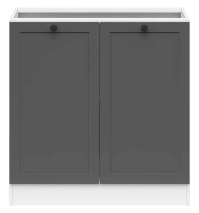 BRW Junona Line базовый шкаф для кухни 80 см двухдверный графит, белый/графит D2D/80/82_BBL-BI/GF фото №1