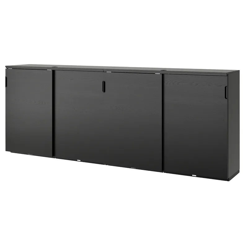 IKEA GALANT ГАЛАНТ, комбинация для хран с раздв дверц, Шпон ясеня, окрашенный в черный цвет, 320x120 см 692.856.18 фото №1