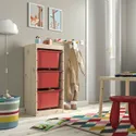 IKEA TROFAST, стеллаж для мусорных контейнеров, Светлая сосна, окрашенная в белый/красный цвет, 44x30x91 см 895.754.38 фото thumb №2