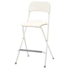 IKEA FRANKLIN ФРАНКЛІН, барний стілець зі спинкою, складан, білий/білий, 63 см 704.048.75 фото