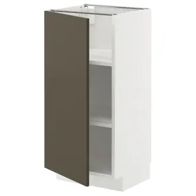 IKEA METOD МЕТОД, напольный шкаф с полками, белый/гавсторпский коричневый/бежевый, 40x37 см 295.583.52 фото