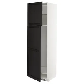 IKEA METOD МЕТОД, висока шафа для холодильника, 2 дв, білий / ЛЕРХЮТТАН чорна морилка, 60x60x200 см 494.604.20 фото