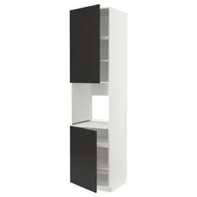 IKEA METOD МЕТОД, висока шафа для дух, 2 дверцят / пол, білий / НІККЕБУ матовий антрацит, 60x60x240 см 794.984.45 фото