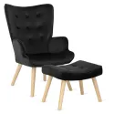 Кресло мягкое бархатное с подставкой для ног MEBEL ELITE LOZANO Velvet, Черный фото thumb №1