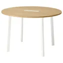IKEA MITTZON МИТТЗОН, конференц-стол, круглый дуб / белый, 120x75 см 595.305.02 фото thumb №1