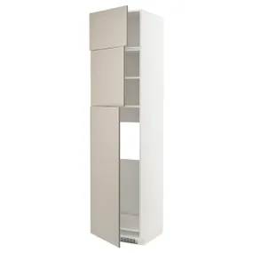 IKEA METOD МЕТОД, висока шафа для холодиль, 3 дверцят, білий / стенсундський бежевий, 60x60x240 см 594.631.64 фото