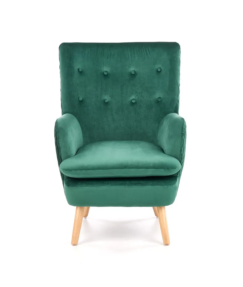 Крісло м'яке HALMAR RAVEL темно-зелений/натуральний фото №9