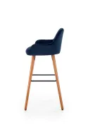 Барный стул HALMAR H93 ножки хокера - орех, обивка - темно-синий фото thumb №2