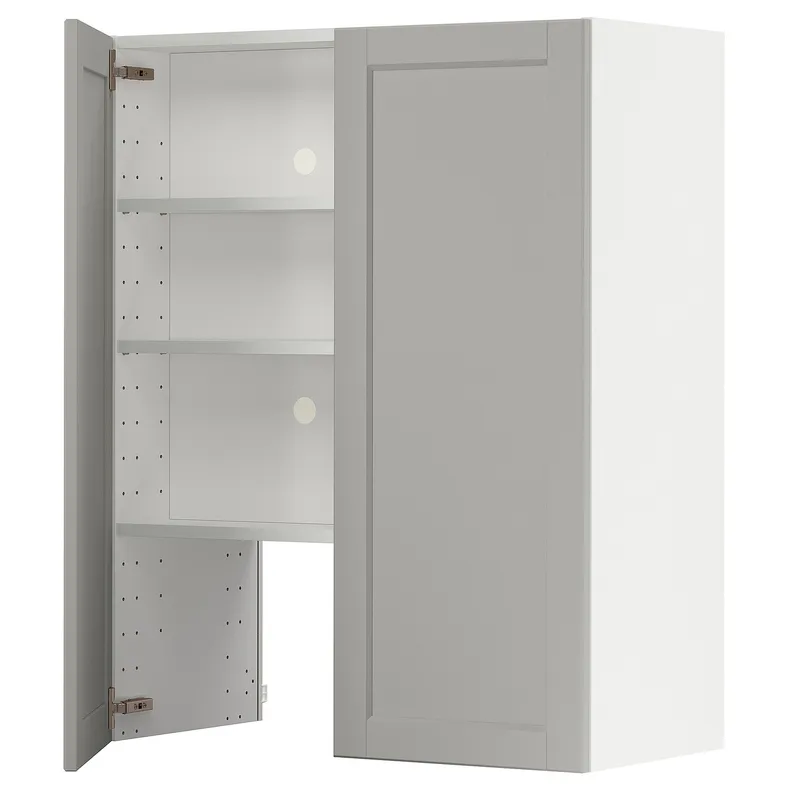 IKEA METOD МЕТОД, настінн шаф д / витяжки з полиц / дверц, білий / світло-сірий Lerhyttan, 80x100 см 595.042.87 фото №1