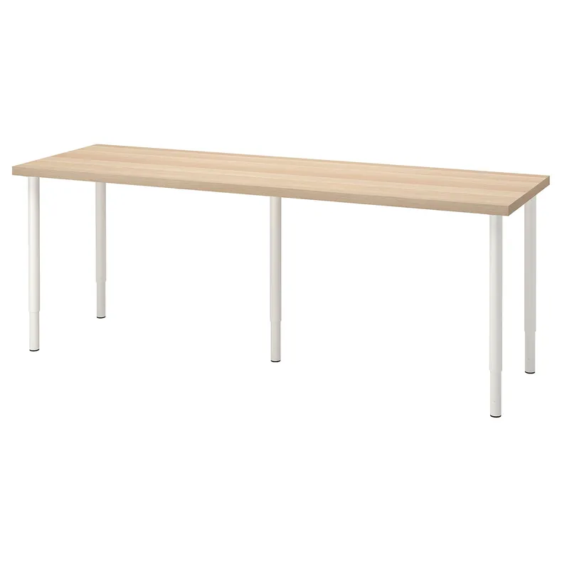 IKEA LAGKAPTEN ЛАГКАПТЕН / OLOV ОЛОВ, письменный стол, дуб, окрашенный в белый цвет, 200x60 см 494.176.34 фото №1