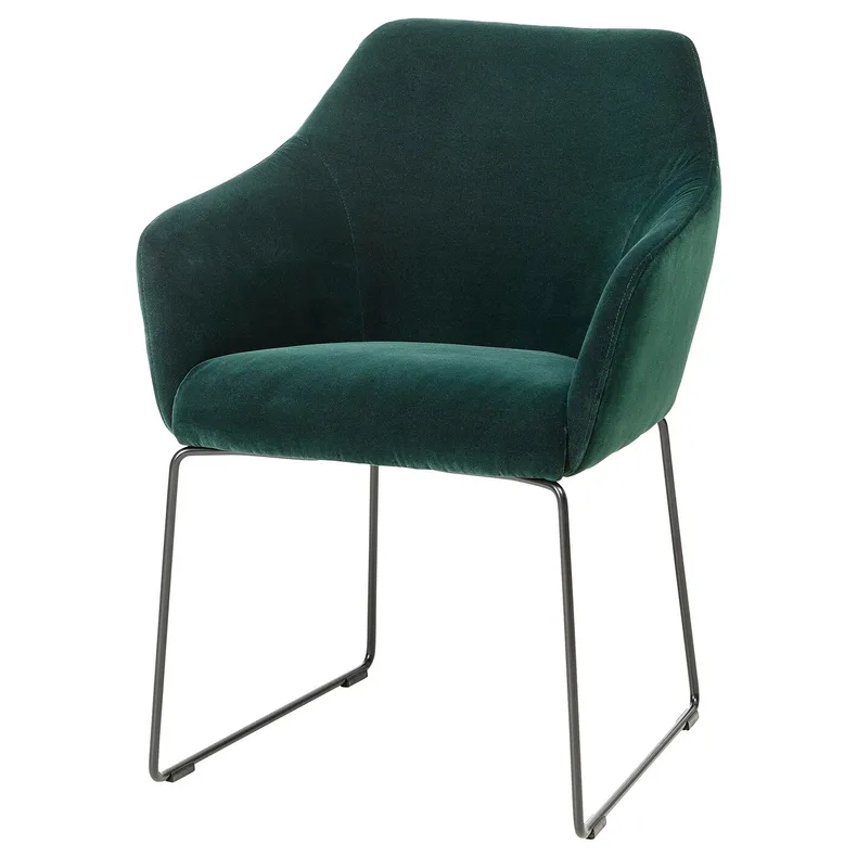 IKEA TOSSBERG ТОССБЕРГ, стул, черный металл / зеленый акамит 205.182.33 фото №1