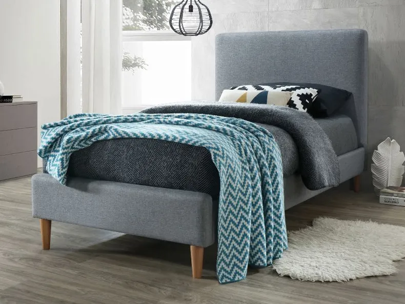 Односпальная кровать SIGNAL ACOMA, серый, 90x200 см, ткань/дуб фото №2