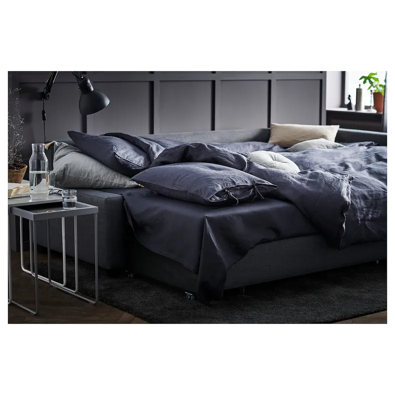 IKEA FRIHETEN ФРІХЕТЕН, кутов диван-ліжко із відд д/зберіг, СКІФТЕБУ темно-сірий 392.167.54 фото №4