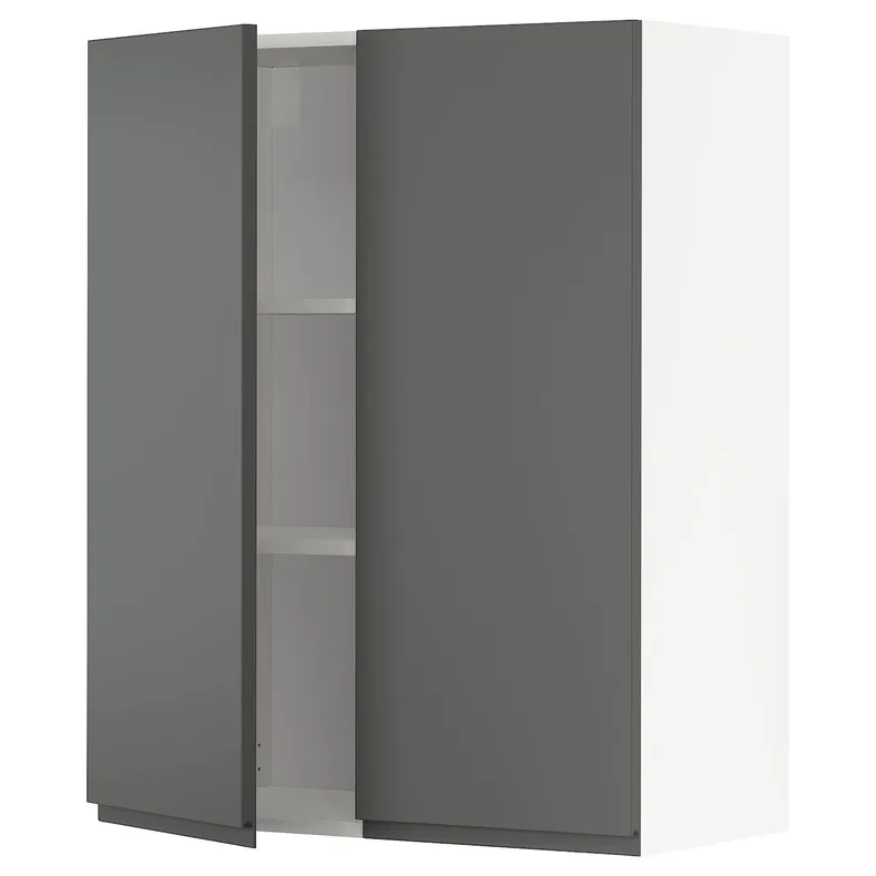 IKEA METOD МЕТОД, навісна шафа з полицями / 2 дверцят, білий / Voxtorp темно-сірий, 80x100 см 194.559.34 фото №1
