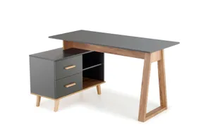 Письмовий стіл HALMAR SERGIO xl 134-210x60 см антрацит/дуб фото