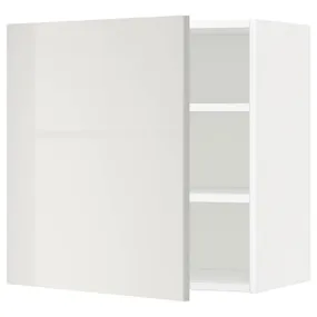 IKEA METOD МЕТОД, шафа навісна із полицями, білий / Ringhult світло-сірий, 60x60 см 294.619.20 фото