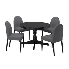 IKEA INGATORP ІНГАТОРП / DANDERYD ДАНДЕРЮД, стіл+4 стільці, чорний чорний / сірий сірий, 110/155 см 894.839.57 фото