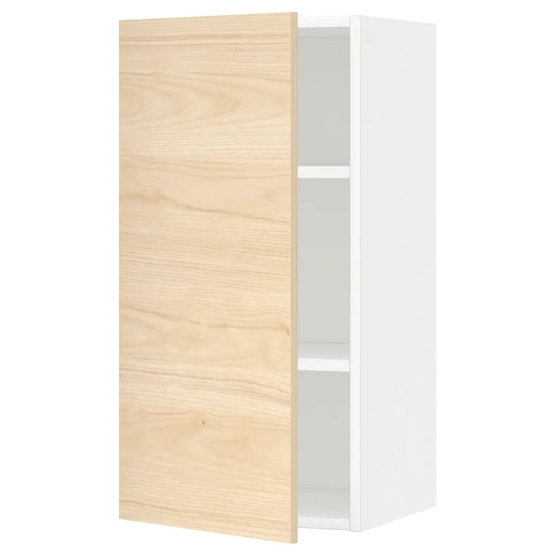 IKEA METOD МЕТОД, навесной шкаф с полками, белый / аскерсундский узор светлый ясень, 40x80 см 894.567.27 фото №1
