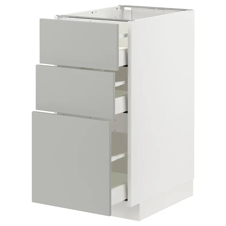 IKEA METOD МЕТОД / MAXIMERA МАКСИМЕРА, напольный шкаф с 3 ящиками, белый / светло-серый, 40x60 см 995.382.28 фото №1