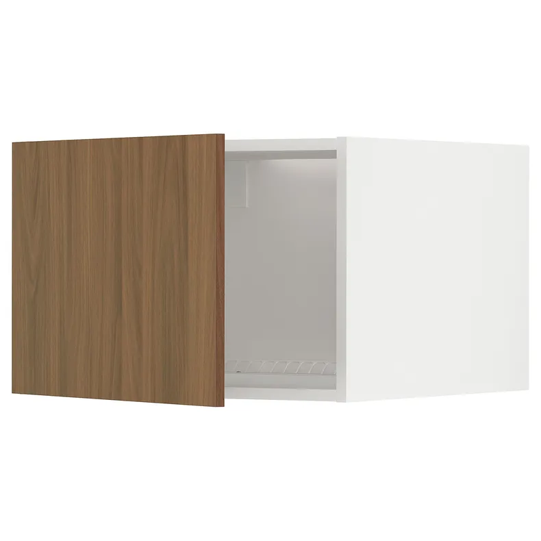 IKEA METOD МЕТОД, верхня шафа для холодильн / мороз кам, білий / Tistorp імітація коричневого горіха, 60x40 см 995.189.04 фото №1
