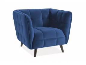 Мягкое кресло бархатное SIGNAL CASTELLO Velvet 1, Bluvel 86 - темно-синий фото