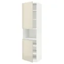 IKEA METOD МЕТОД, вис шафа д / мікрохв печі / 2 двер / пол, білий / Voxtorp високий глянець світло-бежевий, 60x60x220 см 694.544.37 фото thumb №1
