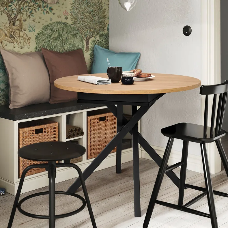IKEA GRANSTORP ГРАНСТОРП, раздвижной стол, дуб / черный, 90 / 120x90 см 005.115.34 фото №5