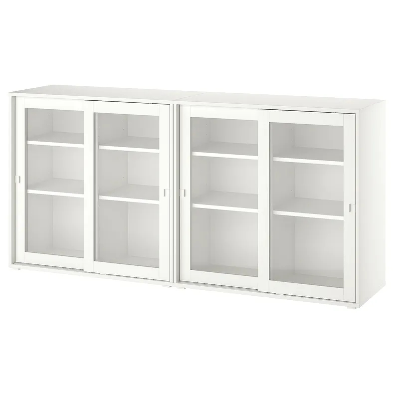 IKEA VIHALS ВИХАЛС, комбинация д / хранения+стекл дверц, белое / прозрачное стекло, 190x37x90 см 895.212.09 фото №1