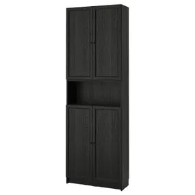 IKEA BILLY БІЛЛІ / OXBERG ОКСБЕРГ, книжкова шафа з дверц / дод модул, чорний під дуб, 80x30x237 см 494.833.70 фото