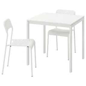 IKEA MELLTORP МЕЛЬТОРП / ADDE АДДЕ, стіл+2 стільці, білий, 75 см 490.117.66 фото