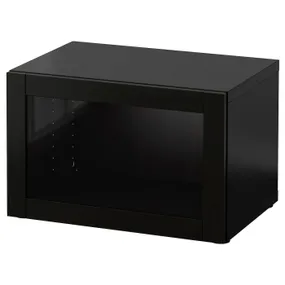 IKEA BESTÅ БЕСТО, секція полиць зі скляними дверцятам, чорно-коричневий / СІНДВІК чорно-коричневий прозоре скло, 60x42x38 см 090.476.30 фото